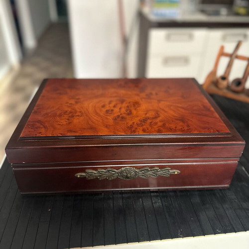 Jewelry box luxurious like new, brown with red velvet lining