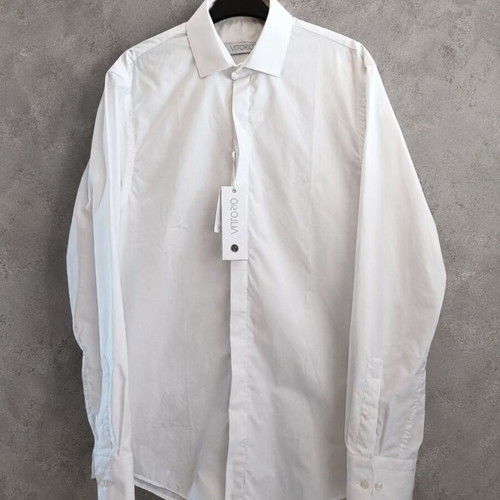 VITTORIO White Cotton Blend Shirt Size M New with Tags