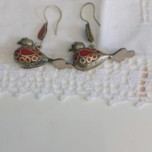 Handmade earrings with metal and enamel, like new