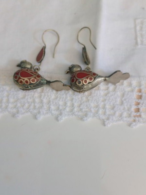 Handmade earrings with metal and enamel, like new