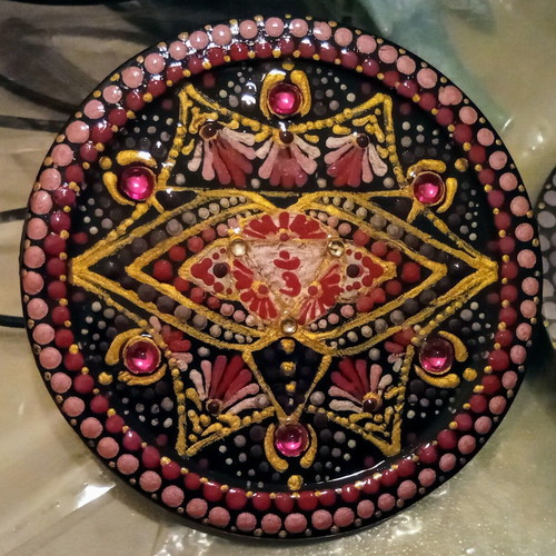 Handmade Ajna Mandala magnet new, decorative plaster art