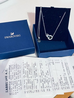 Swarovski necklace with infinity symbol and rhinestones, new, silver