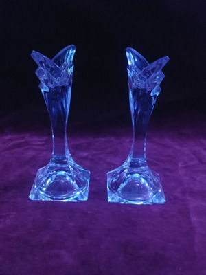 Ζευγάρι κηροπήγια Rogaska Deco από full lead crystal, καινούργια