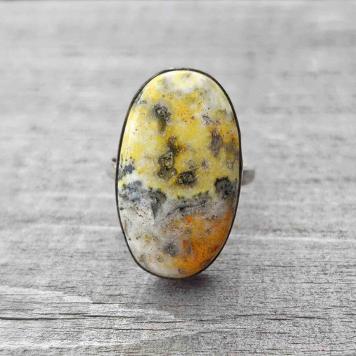Silver ring with bee jasper new
