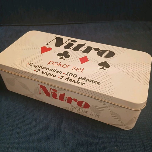 Nitro poker chips like new with 2 decks and dice