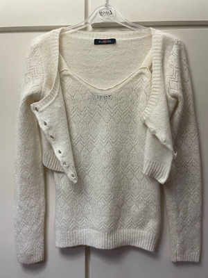 Set of blouse and cardigan like new, white, size S