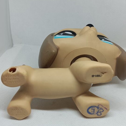 Littlest Pet Shop Jumbo Beige Dachshund figure used, Hasbro
