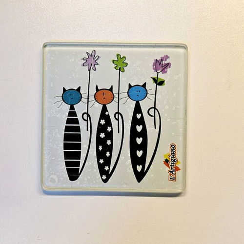 Glass coasters set of four with Pizza L'Artigiano designs