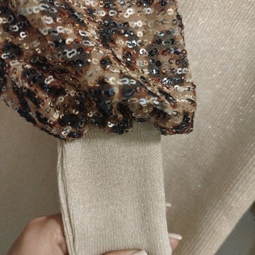 Jasmine fitted dress with gold sequin sleeves like new, black and gold