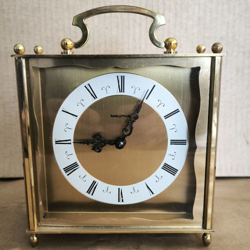 Vintage Mauthe Brass Mechanical Table Clock used