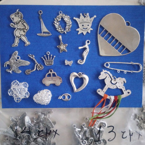 Set of 140 Metal Decorative Charms for Crafts and Jewelry Making