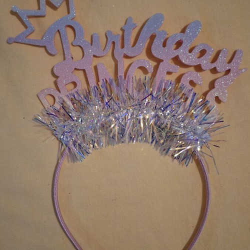 Birthday Princess Pink Glitter Headband like new
