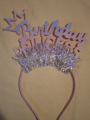 Birthday Princess Pink Glitter Headband like new