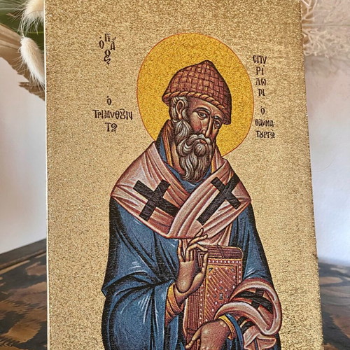 Saint Spyridon image new, fabric on canvas 20x30cm
