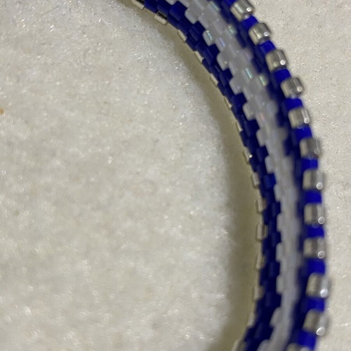 Handmade bracelet with Miyuki beads Peyote stitch blue white silver new