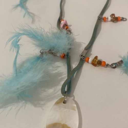 Handmade boho feather necklace like new