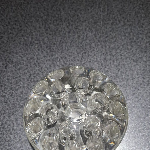 Crystal Flower Frog with 19 Holes like new, vintage pressed glass