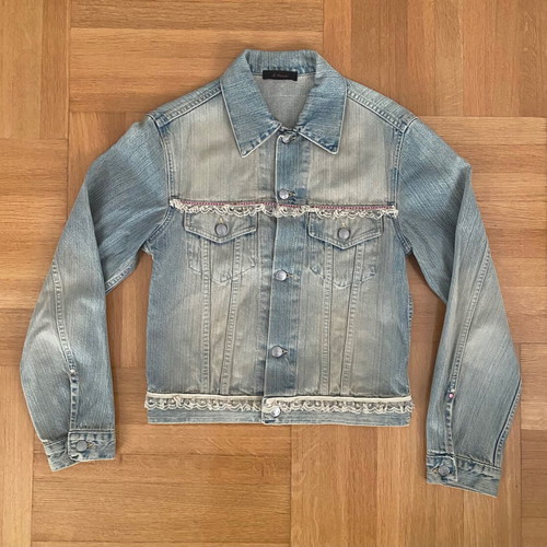 Women’s denim jacket like new, blue with beads and lace, size M