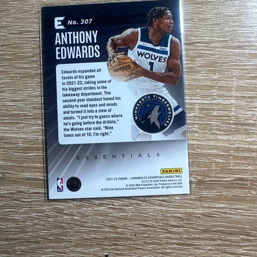 Anthony Edwards Silver Prizm Card 2023-24 Panini Chronicles like new