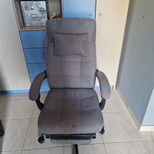 Fabric office chair, slightly worn on right side