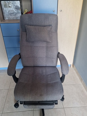 Fabric office chair, slightly worn on right side