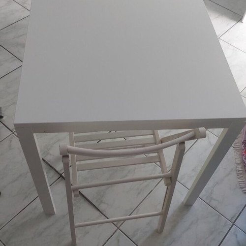 IKEA white dining set with 4 folding chairs