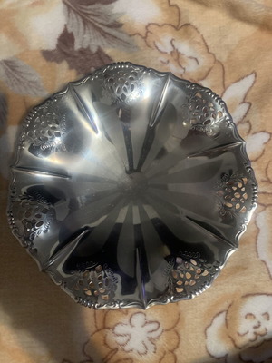 Vintage stainless steel bowl for fruits, nuts, or candies, 1950s