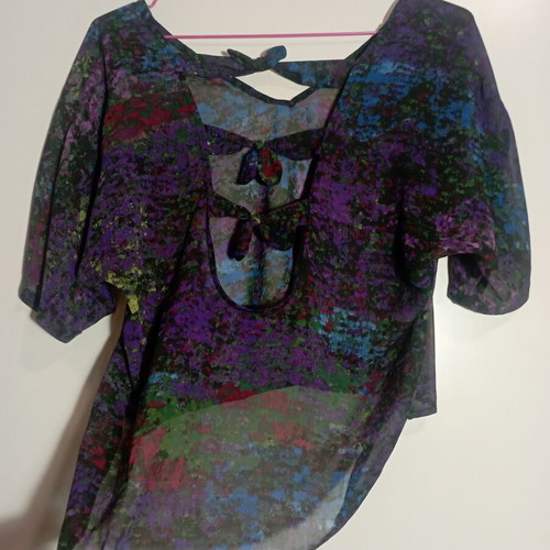 Vintage sheer top with bows, like new, multicolor, M-L