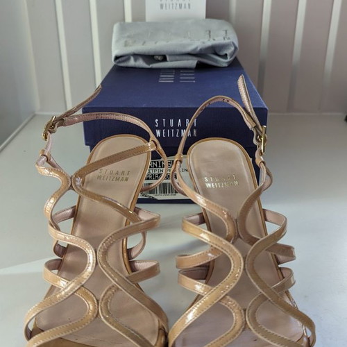 Stuart Weitzman sandals used, size 37, beige patent leather