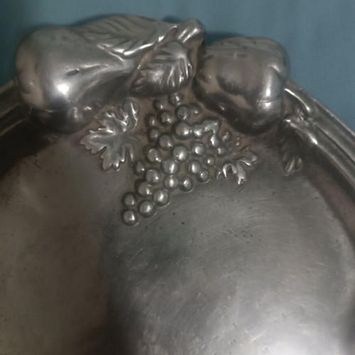 Decorative tin tray with vintage embossed grape design like new