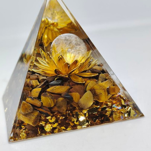 Orgonite pyramid with natural amethyst like new 5.5cm
