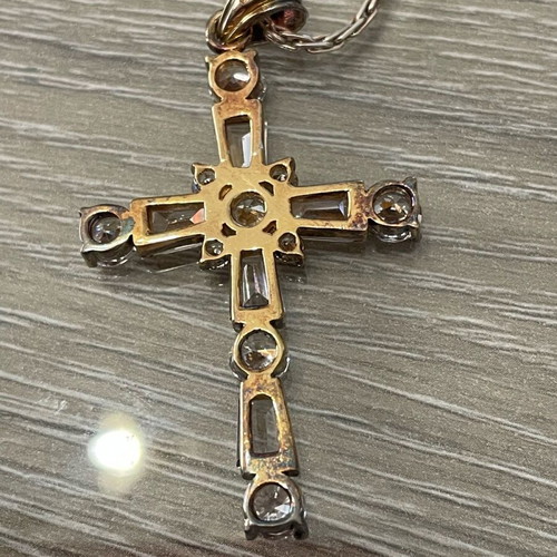Stavros necklace used silver 925 with gold-plated cross, 60 cm chain