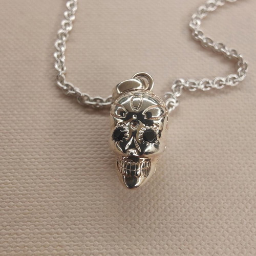 Links of London Sterling Silver Skull Necklace with Gemstone Eyes