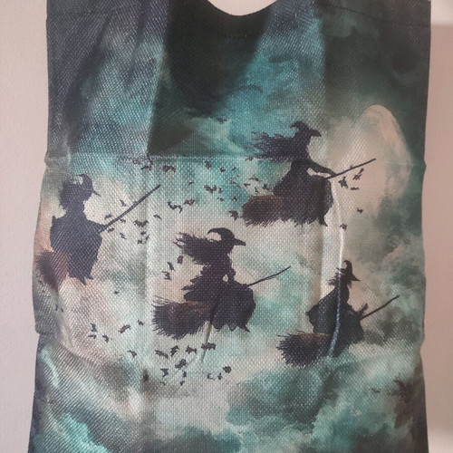 Witches tote bag new, shoulder, black and blue