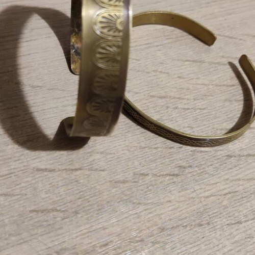 Bracelets set of 2 bronze with engraving like new