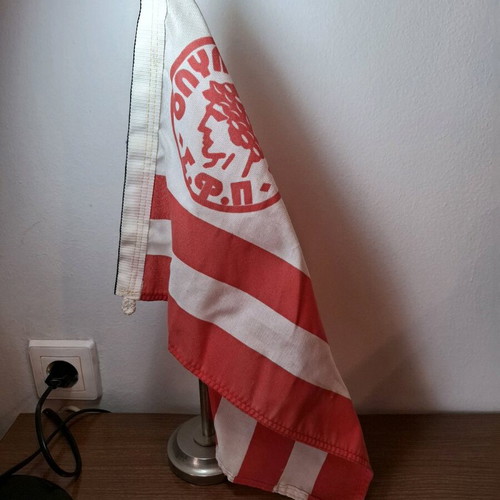Vintage Olympiakos flag used with stand