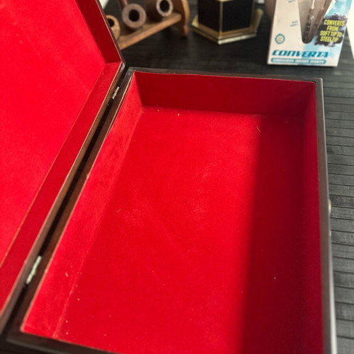 Jewelry box luxurious like new, brown with red velvet lining