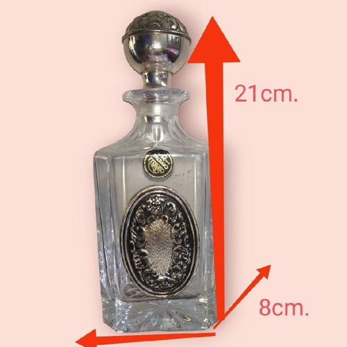 Chinelli crystal glass decanter with silver-plated details like new
