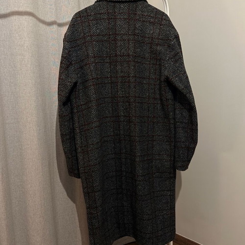 Obey Herringbone Check Overcoat like new, grey and red