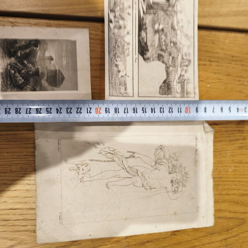 Engravings set of 3 used