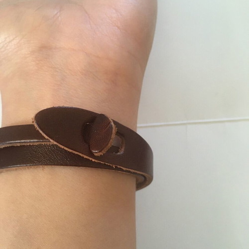 Leather brown double bracelet like new