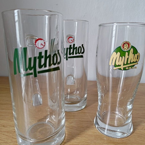 Mythos beer glasses set of 3, like new, 0.25l