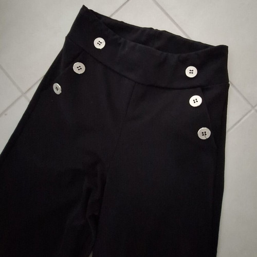 Winter wide-leg pants used, black with silver buttons, size S-M