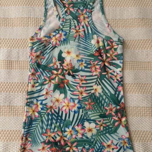 Tropical Hawaiian Ribbed Tank Top like new, size S