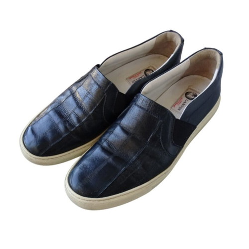 Lanvin leather skate sneakers used, navy, size 40