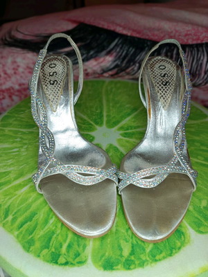 Silver Strappy Rhinestone Heels O.S.S. like new, size 39