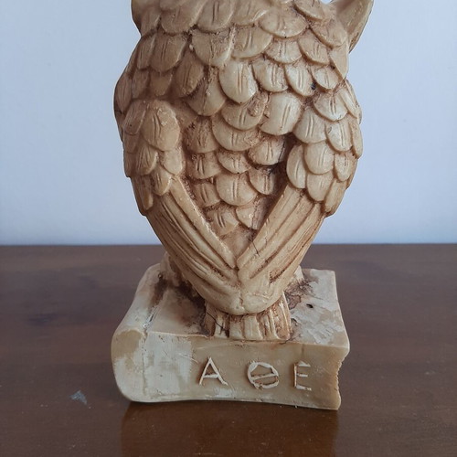 Marble Owl used decorative figurine 17 cm height