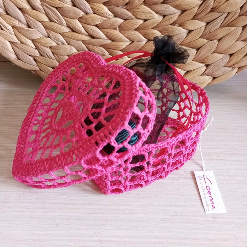 Handmade knitted heart box new with surprise gift
