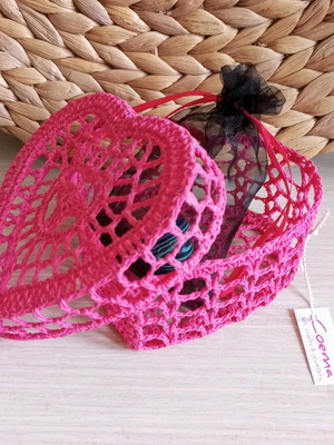Handmade knitted heart box new with surprise gift