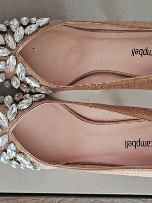 Γόβες Jeffrey Campbell χρυσαφί με glitter, μυτερή γραμμή, μέγεθος 39